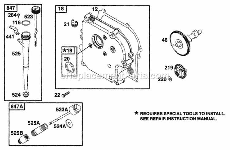 Crankcase Cvr Cam Oil Fill Diagram and Parts List for 171432-1111-01  Briggs and Stratton Engine